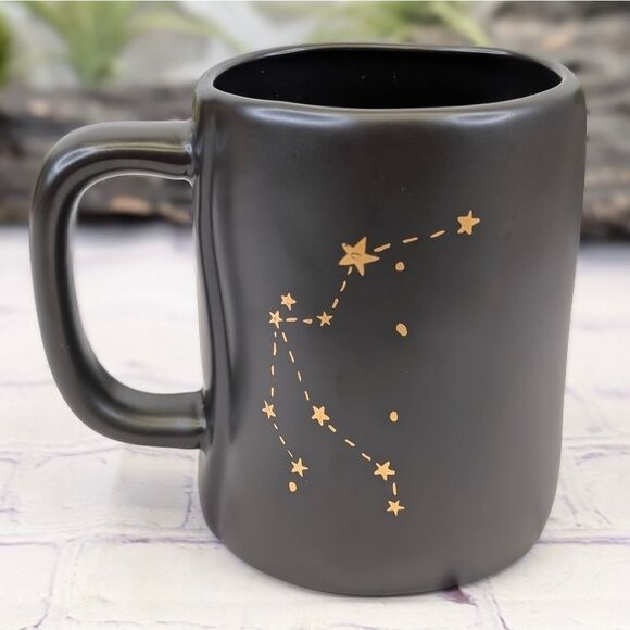 Rae Dunn AQUARIUS Zodiac Constellation Double-Sided Black/Gold Ceramic Mug - Picture 3 of 7